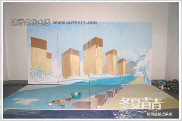杭州3D立体画绘制过程