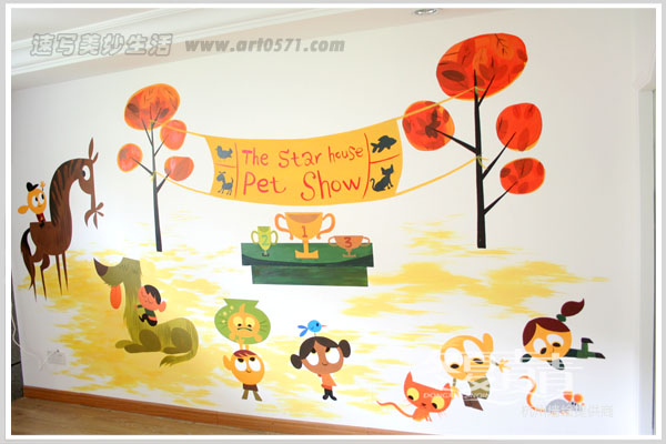 优孚欧英语培训机构墙绘 ufo英语