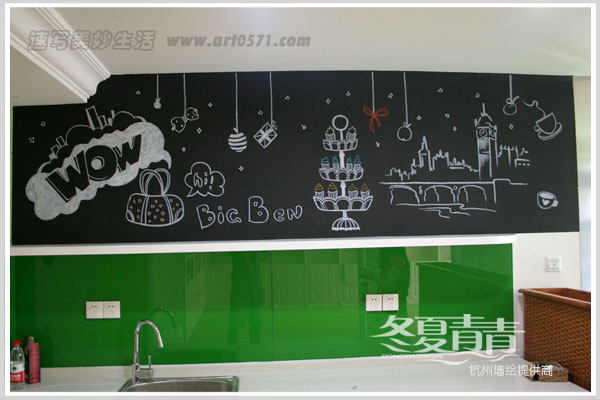海板粉笔画 培训机构餐厅创意墙绘
