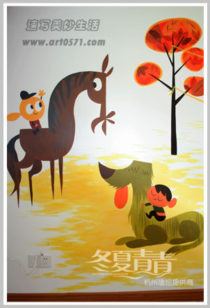 卡通可爱动物墙绘 杭州清迹文化创意有限公司