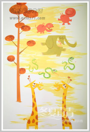 长颈鹿鳄鱼蛇墙体彩绘 清迹文化