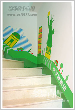 创意设计墙绘 冬夏青青墙绘 清迹文化