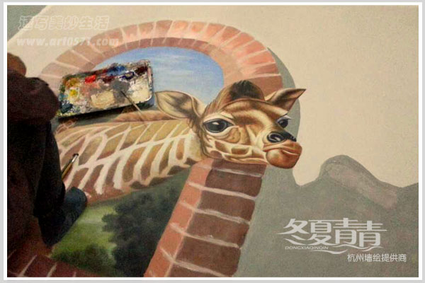 杭州3D立体画 冬夏青青墙绘