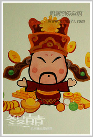 财神爷墙绘 杭州墙绘