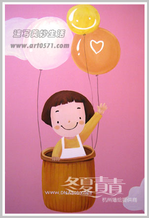 可爱卡通人物墙绘 杭州墙体彩绘