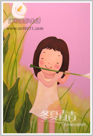 卡爱韩国卡通墙绘 冬夏青青