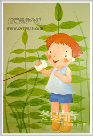 儿童卡通彩绘 杭州冬夏青青墙绘