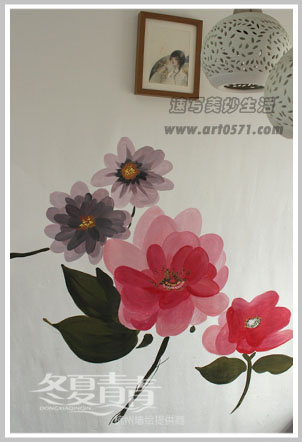 明信片 墙绘 花