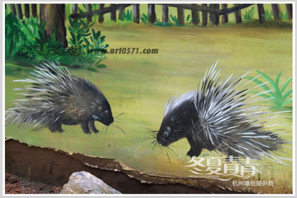 杭州动物园墙绘 豪猪