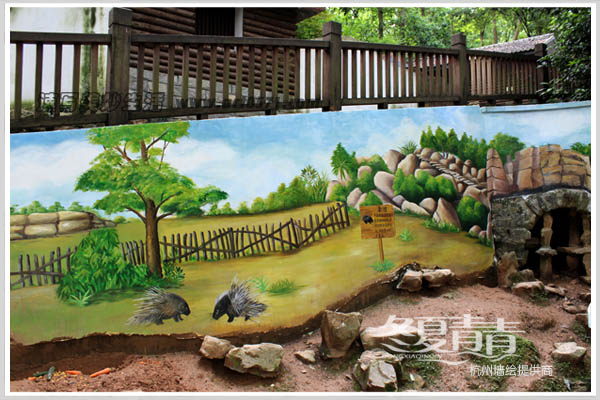 动物园墙绘 油画风景墙绘