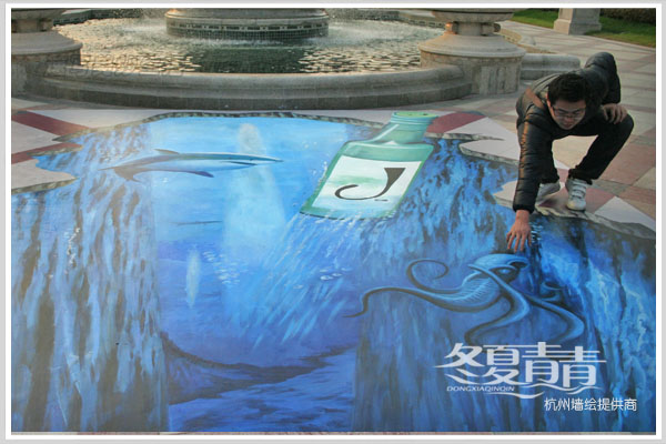 冬夏青青墙绘 3d立体画