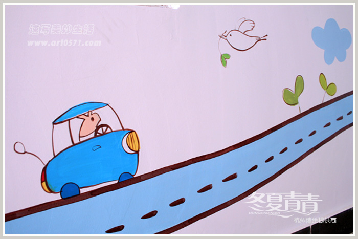 杭州市笕桥小学墙绘 集邮社墙绘