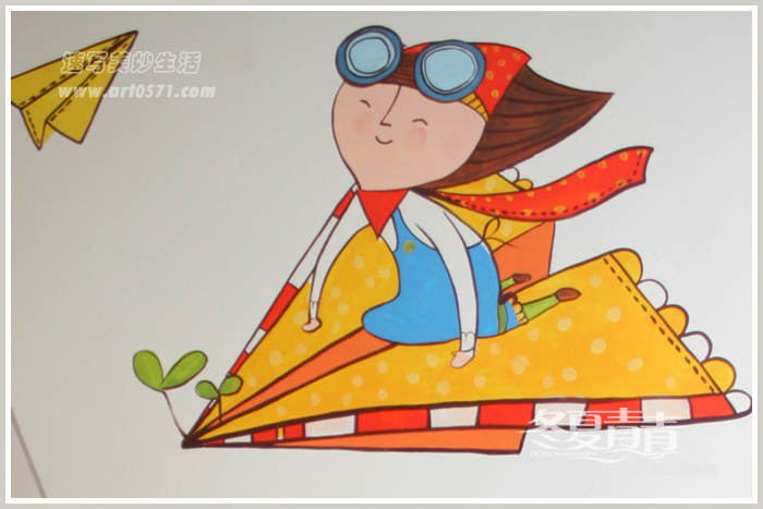 杭州市笕桥小学卡通墙绘 集邮社墙绘