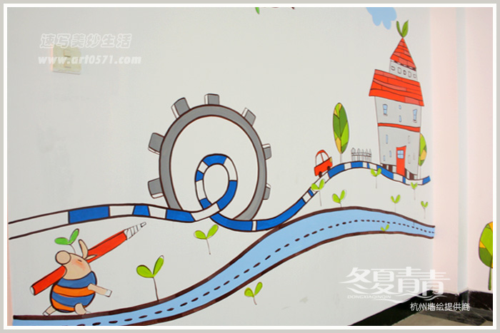 杭州市笕桥小学墙绘 