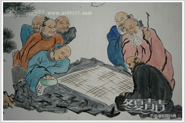 杭州冬夏青青墙绘 杭州国画类墙绘 大关中学墙绘