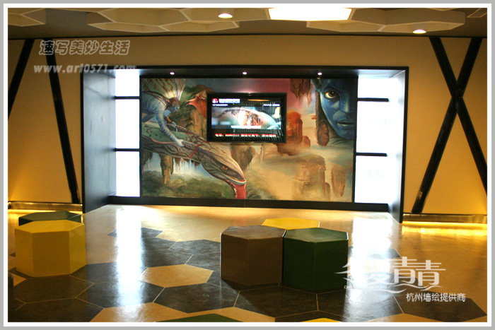 冬夏青青墙绘，电影院墙绘，萧山德纳影城墙绘