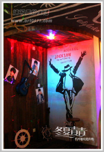 下沙墙绘 杭州冬夏青青墙绘 韩式餐厅墙绘 烤肉店墙绘