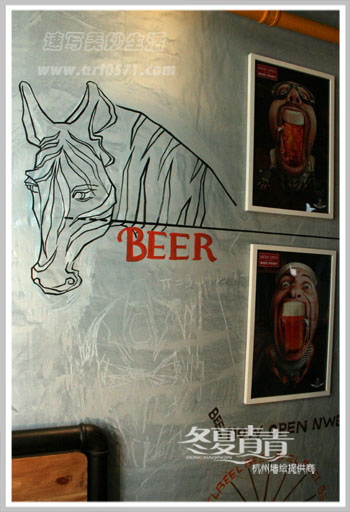 酒吧墙绘 工业风餐厅墙绘 下沙墙绘 烤肉店墙绘