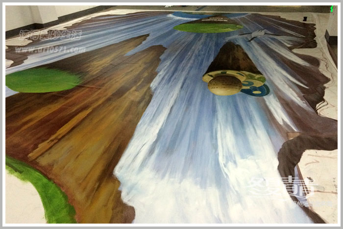 3D立体画透视效果 3D画绘制过程 3D画制作 冬夏青青墙绘